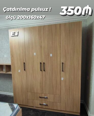 вешалка шкаф: Yeni, 4 qapılı Düz dolab, Şifonyer