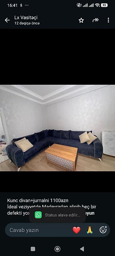 Kunc divan+jurnalni 1100azn İdeal veziyyetde Madeyradan alinib heç bir