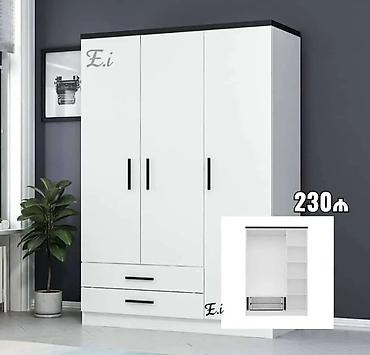 armada mebel: Ağ rəngdə, müasir dizaynlı 3 qapılı dolab. - Minimalist görünüş: ağ — 1
