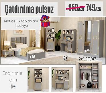 gence stol: Gənc oda🤴 👸🏼ÇARPAYI+DOLAB+Yazı masası 💥 Yeni və sifarişlə Qiymət  — 2