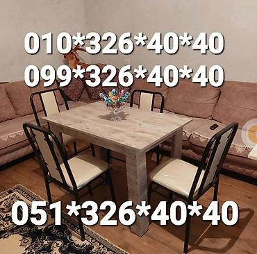 Masa və oturacaq dəstləri: Mətbəx üçün, Yeni, Dördbucaq masa, 4 stul — 4