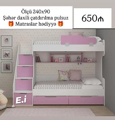usaq oyuncaqlari per page 40: İki mərtəbəli uşaq çarpayısı - Ölçü: 240x90 sm - Komplekt: hədiyyə — 1
