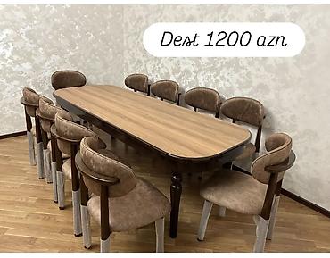 Yemək otağı üçün masa-stul dəsti - Dəst: 1 böyük yemək masası + 10
