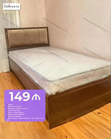 Tək nəfərlik taxta çarpayı - Ölçü: 90 × 200 sm - Mexanizm: açılmayan