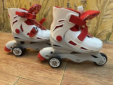 детские ролики roller: Uşaq dörd təkərli rolik konki - Rəng: ağ-qırmızı, iç hissəsi — 4