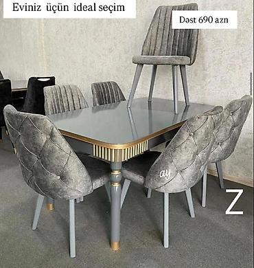 qabaq ustolu: Qonaq otağı üçün, Yeni, Açılmayan, Dördbucaq masa, 6 stul — 1