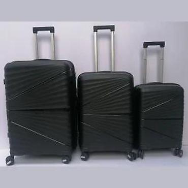 Putni koferi i torbe: Set od 3 kofera – elegantni crni tvrdi koferi na točkiće - Materijal — 13