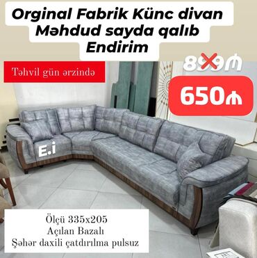 Divanlar: Künc divan, Yeni, Açılan, Bazalı, Vеlur parça, Pulsuz çatdırılma — 8