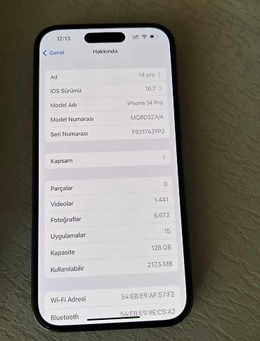 Apple iPhone: IPhone 14 Pro, 128 GB, Deep Purple, Simsiz şarj, Face ID, Sənədlərlə — 7