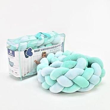 simpo komode: KIKKA BOO Pletenica za krevetac trostruka – 180 cm, mint (KKB5) — 3