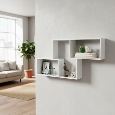 полки для стены: Полка навесная P003V (Белый) Большая и стильная настенная полка для