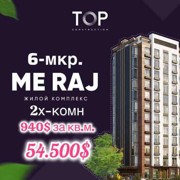 Продажа квартир: 2 комнаты, 58 м², Элитка, 13 этаж, ПСО (под самоотделку)