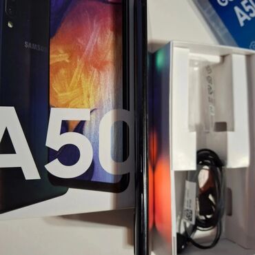 Samsung A50, 64 ГБ, цвет - Черный, Отпечаток пальца, Две SIM карты, С документами