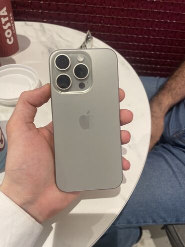 Apple iPhone: IPhone 15 Pro, 128 GB, Natural Titanium, Zəmanət, Simsiz şarj, Face ID