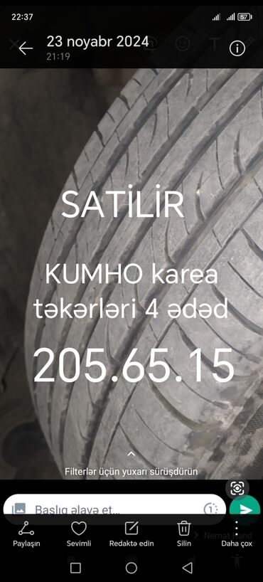 teker 205 65 15: İşlənmiş Disk təkər Mercedes-Benz 205 / 65 / R 15, 5 Boltlu