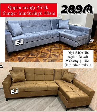 masa ev: Künc divan - Ölçü: 240 x 150 sm - Açılan, bazalı model - Qupka — 1