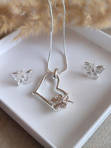 Setovi nakita: Set nakita žig 925 Elegantni srebrni set sa motivom leptira: - — 3