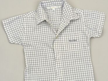 spodnie w kratę i biała koszula: Koszula 1.5-2 lat, stan - Dobry, wzór - Kratka, kolor - Biały
