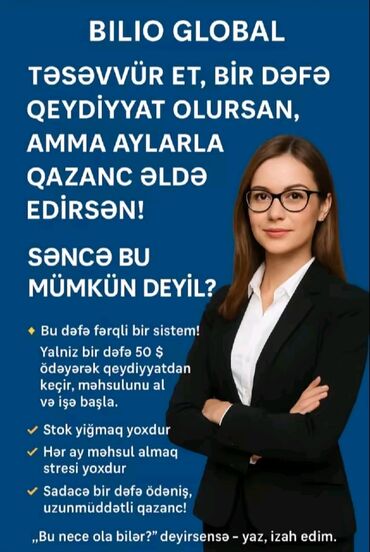 Bilio Global tərəfindən təklif olunan bu iş imkanı, bir dəfəlik