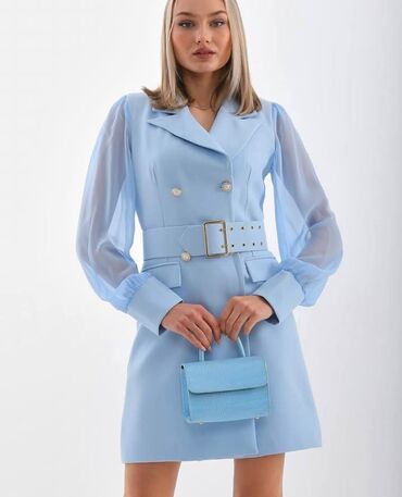 ck gace: M (EU 38), color - Light blue, Evening, Long sleeves