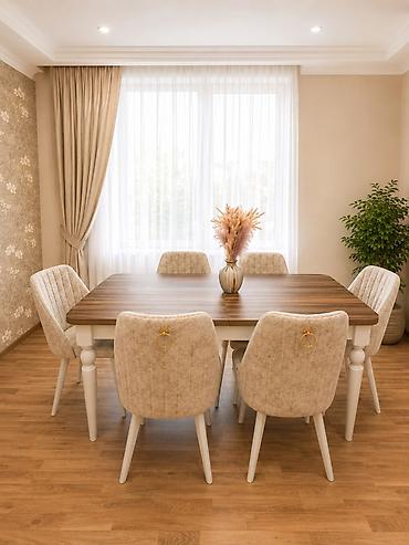 Qonaq otağı üçün, İşlənmiş, Açılan, Oval masa, 6 stul