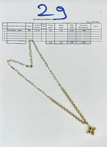 Zərgərlik dəstləri: Sarı qızıl, 585 Əyar — 2