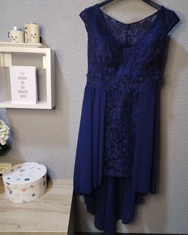 haljina s perjem: S (EU 36), bоја - Tamnoplava, Večernji, maturski, Na bretele