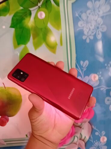телефон а21: Samsung Galaxy A51, Б/у, 64 ГБ, цвет - Красный, 2 SIM