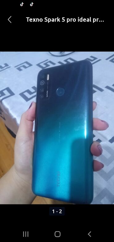 Tecno: Tecno Spark 5 Pro, 128 GB, rəng - Göy, Barmaq izi, İki sim kartlı