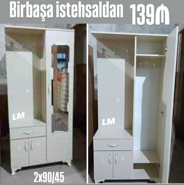 skaflar: *Dəhliz dolabı təmiz laminatla* 📌 Qiymət : *139₼* *Ölçü : 2x 90 x 45*