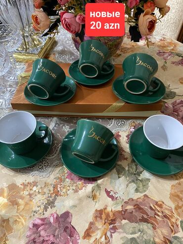 boşqab desti: Çay dəsti, rəng - Yaşıl, 6 nəfərlik