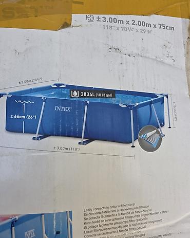 Karkas hovuzları: Hovuz satılır ! 3m×2m×75sm Hovuz satılır az işlənib hec problemi — 5