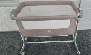 Детские приставные кроватки: Детская приставная кроватка, С колесиками, цвет - Бежевый — 4