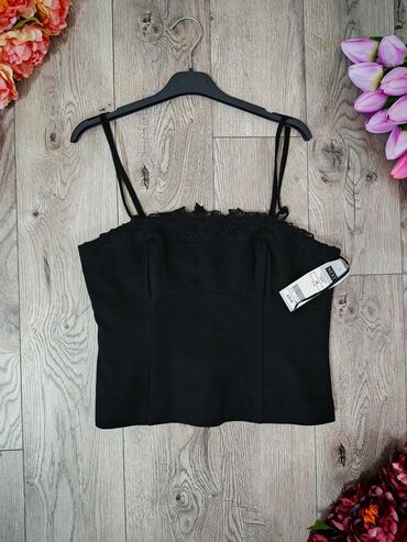 crop top c a: L (EU 40), Jednobojni, bоја - Crna