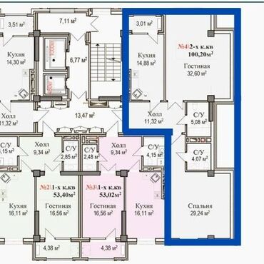 Продажа квартир: 2 комнаты, 100 м², Элитка, 5 этаж, ПСО (под самоотделку)