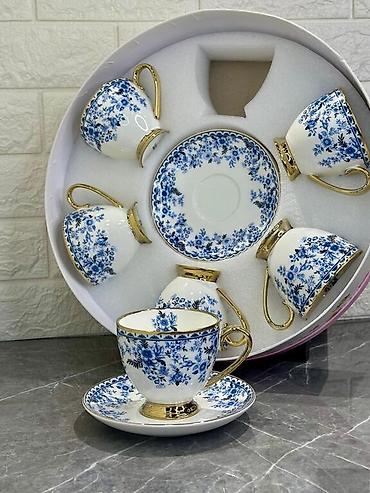çay servis: Çay dəsti, rəng - Ağ, Farfor, 6 nəfərlik — 1