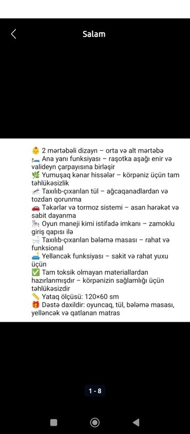 Manejlər: Salam yenidir 1 ayda deyl alinib 1 defe yigilib uwaq yatmadi deye