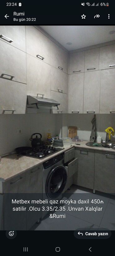 beton pliteler satisi: Metbex mebeli qaz moyka daxil 450₼ satilir .Olcu 3.35/2.35 .Unvan