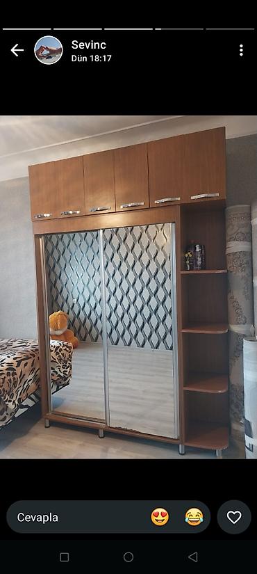 Geniş funksionallı şkaf-garderob - Material: taxta rəngində korpus