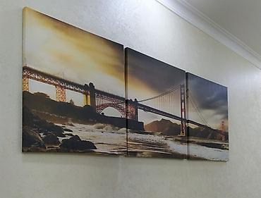cipsi sekilleri: Üç parçalı divar tablo seti – Golden Gate körpüsü mənzərəsi — 3