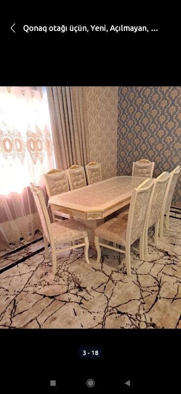 Masa və oturacaq dəstləri: Qonaq otağı üçün, Yeni, Açılmayan, Dördbucaq masa, 6 stul -da lalafo.az — 14 Masa və oturacaq dəstləri: Qonaq otağı üçün, Yeni, Açılmayan, Dördbucaq masa, 6 stul — 14