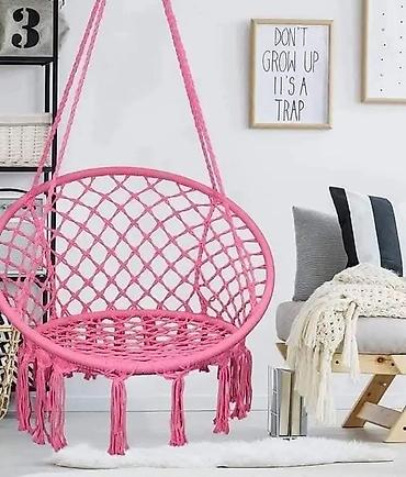 Ležaljke i ljuljaške: Viseća makrame ljuljaška – boho viseća stolica za dvorište, terasu ili — 2