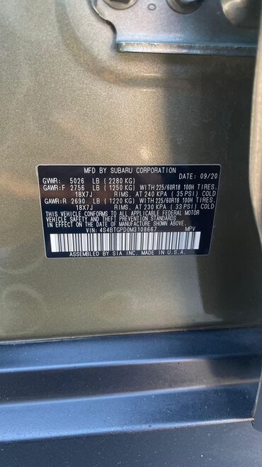 Subaru: Subaru Outback: 2021 г., 2.4 л, Бензин — 6