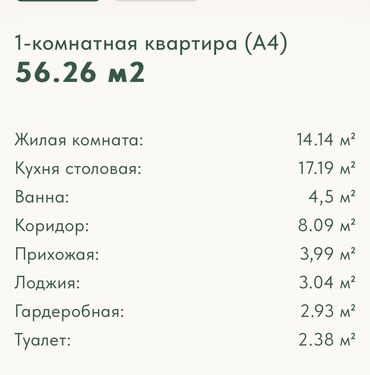 срочно продаётся 1 комнатная квартира в районе ошского рынка: Курулуп жатат, Элитка, 1 бөлмө, 56 кв. м