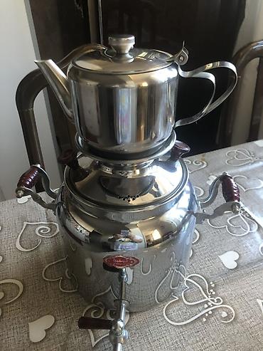 Самовары: Paslanmayan poladdan samovar dəsti İstifadə olunmayıb, 5 litr tutumu — 2