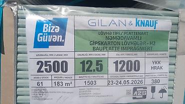 Gilan &amp; Knauf nəmədavamlı gipskarton lövhə – H2 (imprägnier­t)
