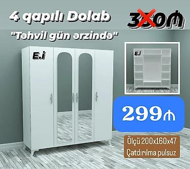 taxt bazası: 4 qapılı ağ dolab - Ölçü: 200 x 160 x 47 sm - Daxili quruluş: orta — 1
