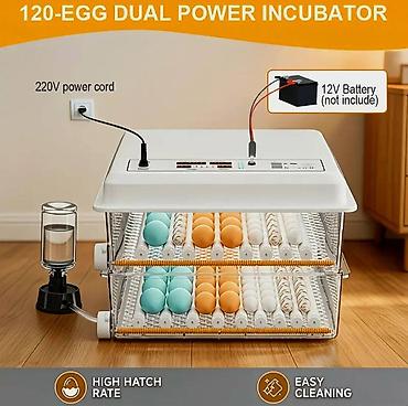 инкубаторы для яиц: 120 yumurtalı, ikiqat enerji mənbəli inkubator - 5 çıxartma rejimi: 4 — 4