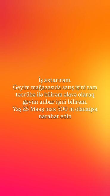 derzi iş elanlari: Satış məsləhətçisi, Qadın, 25 yaş, 3-5 illik təcrübə, Geyim və aksesuarlar — 1