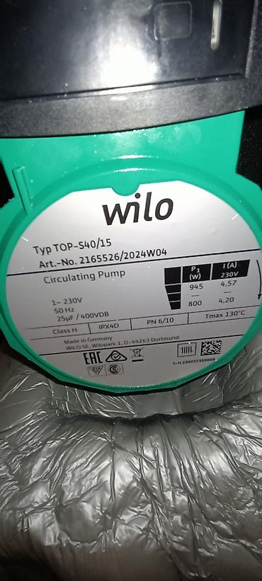 nado: Wilo TOP-S 40/15 dövriyyə nasosu Texniki göstəricilər: - Model: TOP-S — 4